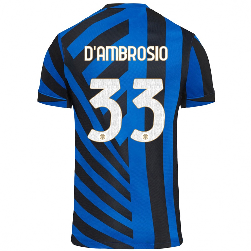 Vaikiškas Danilo D'ambrosio #33 Mėlyna Juoda Namų Marškinėliai 2024/25 T-Shirt