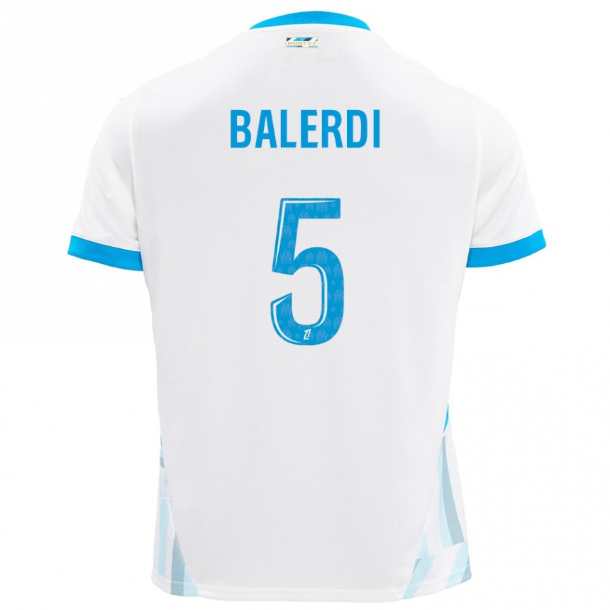 Vaikiškas Leonardo Balerdi #5 Baltas Dangus Mėlynas Namų Marškinėliai 2024/25 T-Shirt