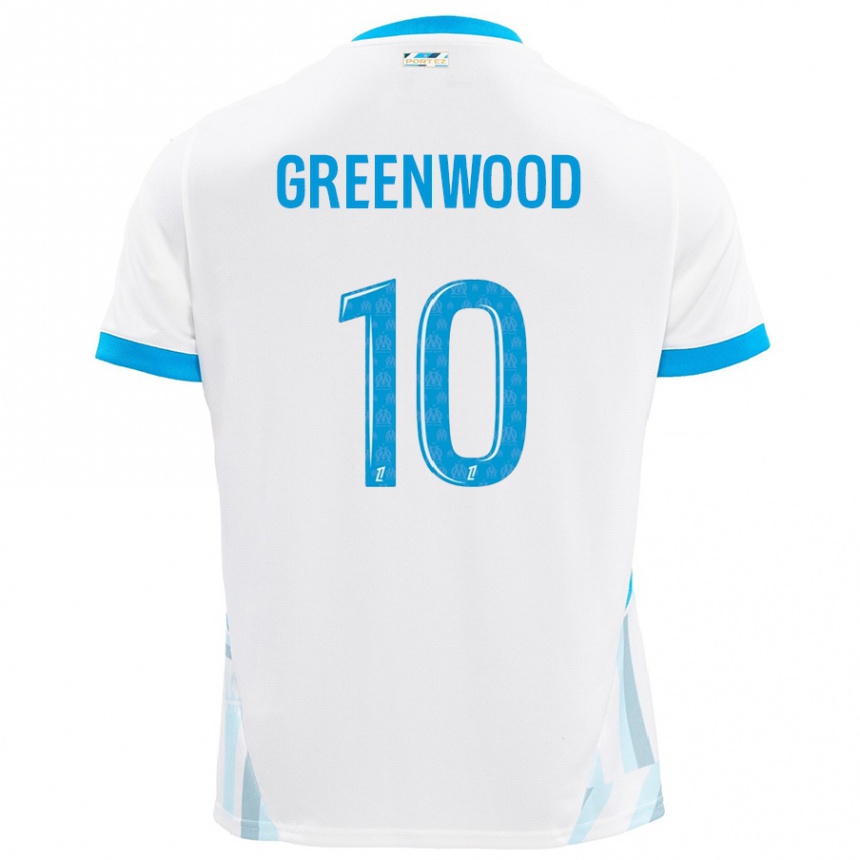 Vaikiškas Mason Greenwood #10 Baltas Dangus Mėlynas Namų Marškinėliai 2024/25 T-Shirt