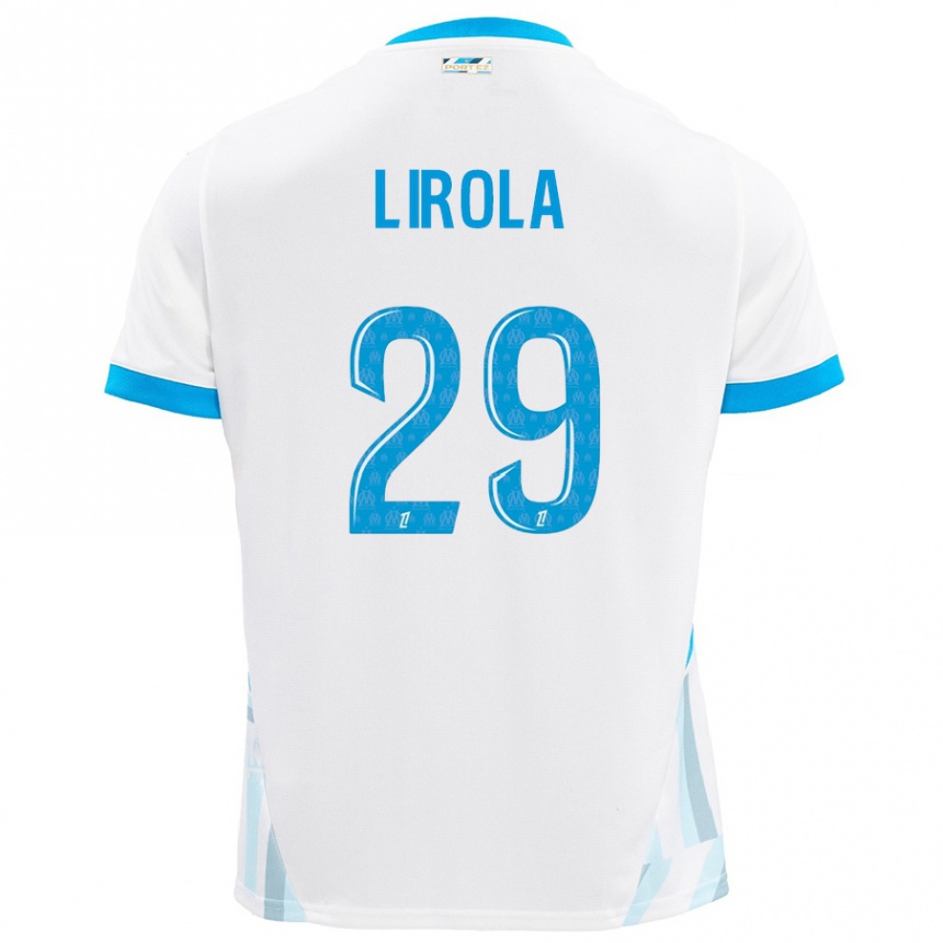 Vaikiškas Pol Lirola #29 Baltas Dangus Mėlynas Namų Marškinėliai 2024/25 T-Shirt