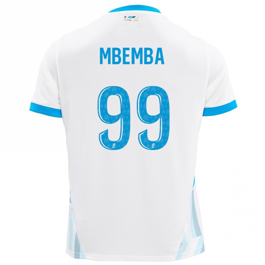 Vaikiškas Chancel Mbemba #99 Baltas Dangus Mėlynas Namų Marškinėliai 2024/25 T-Shirt