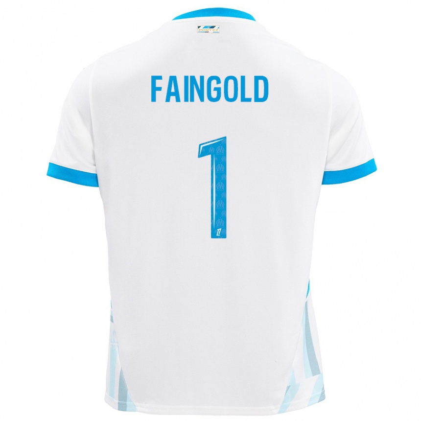 Vaikiškas Abbie Faingold #1 Baltas Dangus Mėlynas Namų Marškinėliai 2024/25 T-Shirt