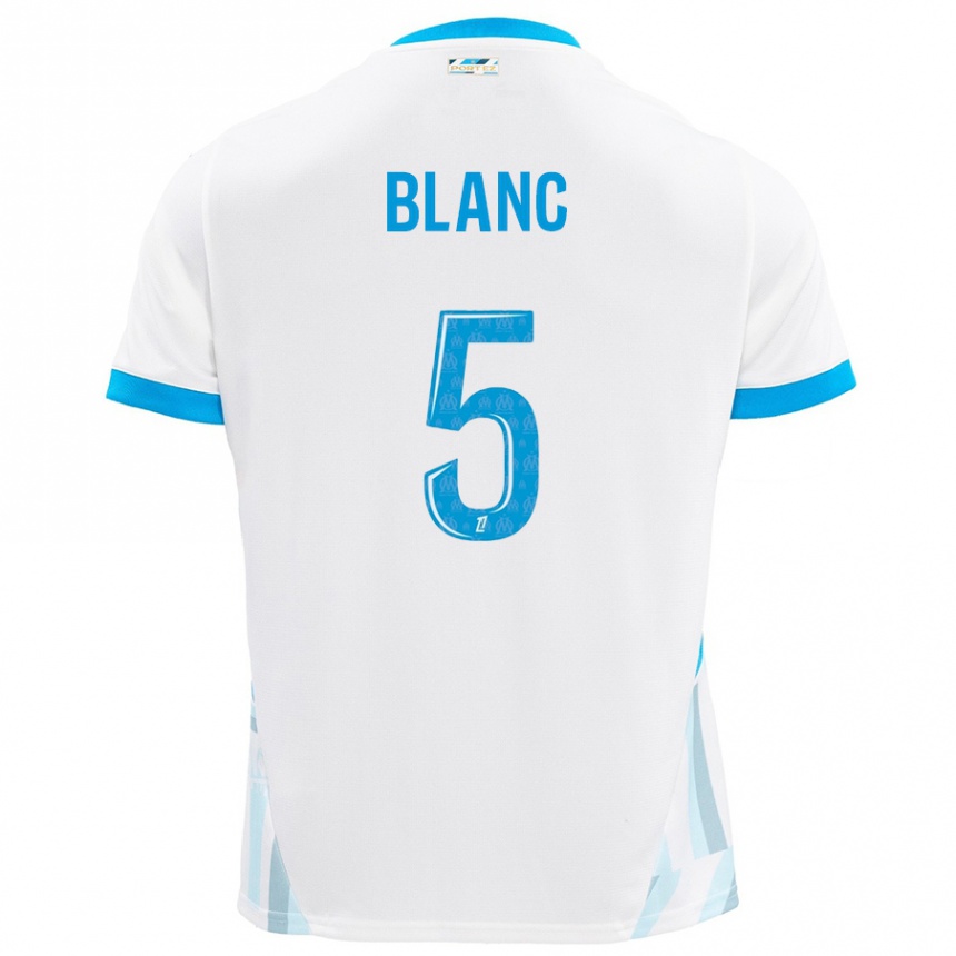 Vaikiškas Amandine Blanc #5 Baltas Dangus Mėlynas Namų Marškinėliai 2024/25 T-Shirt