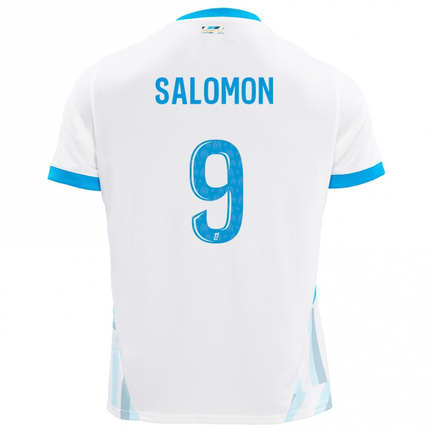 Vaikiškas Maeva Salomon #9 Baltas Dangus Mėlynas Namų Marškinėliai 2024/25 T-Shirt