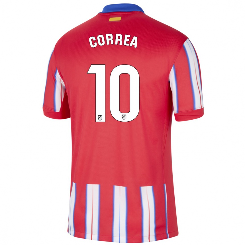 Vaikiškas Angel Correa #10 Raudona Balta Mėlyna Namų Marškinėliai 2024/25 T-Shirt