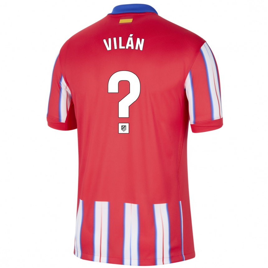 Vaikiškas David Vilán #0 Raudona Balta Mėlyna Namų Marškinėliai 2024/25 T-Shirt