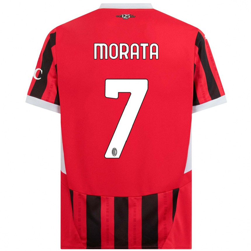 Vaikiškas Alvaro Morata #7 Raudona Juoda Namų Marškinėliai 2024/25 T-Shirt