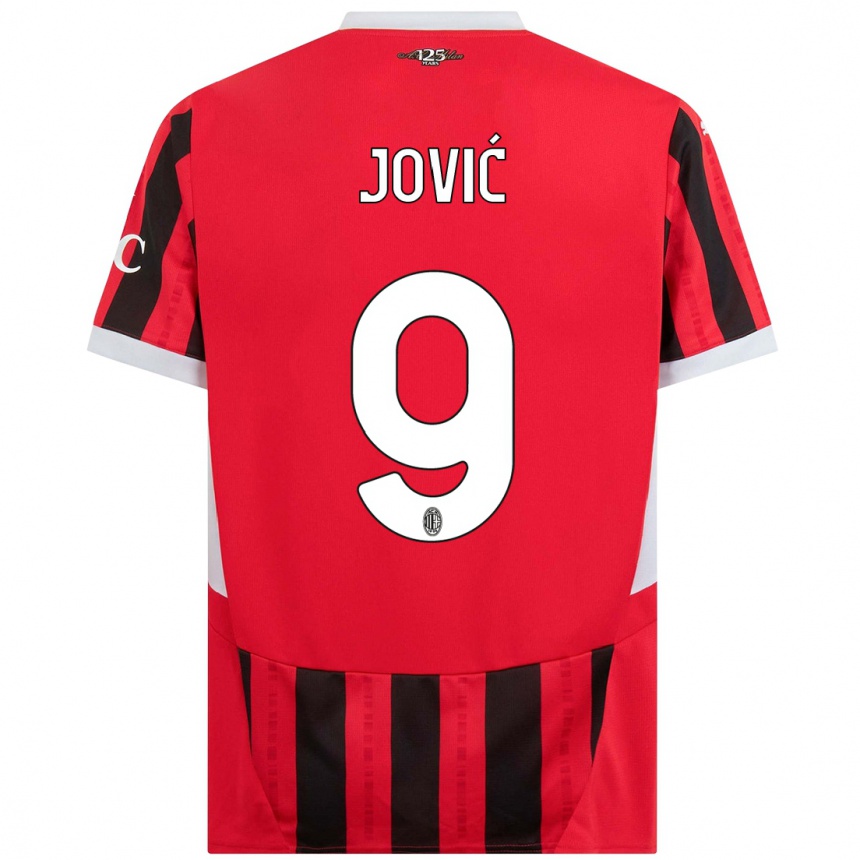 Vaikiškas Luka Jovic #9 Raudona Juoda Namų Marškinėliai 2024/25 T-Shirt