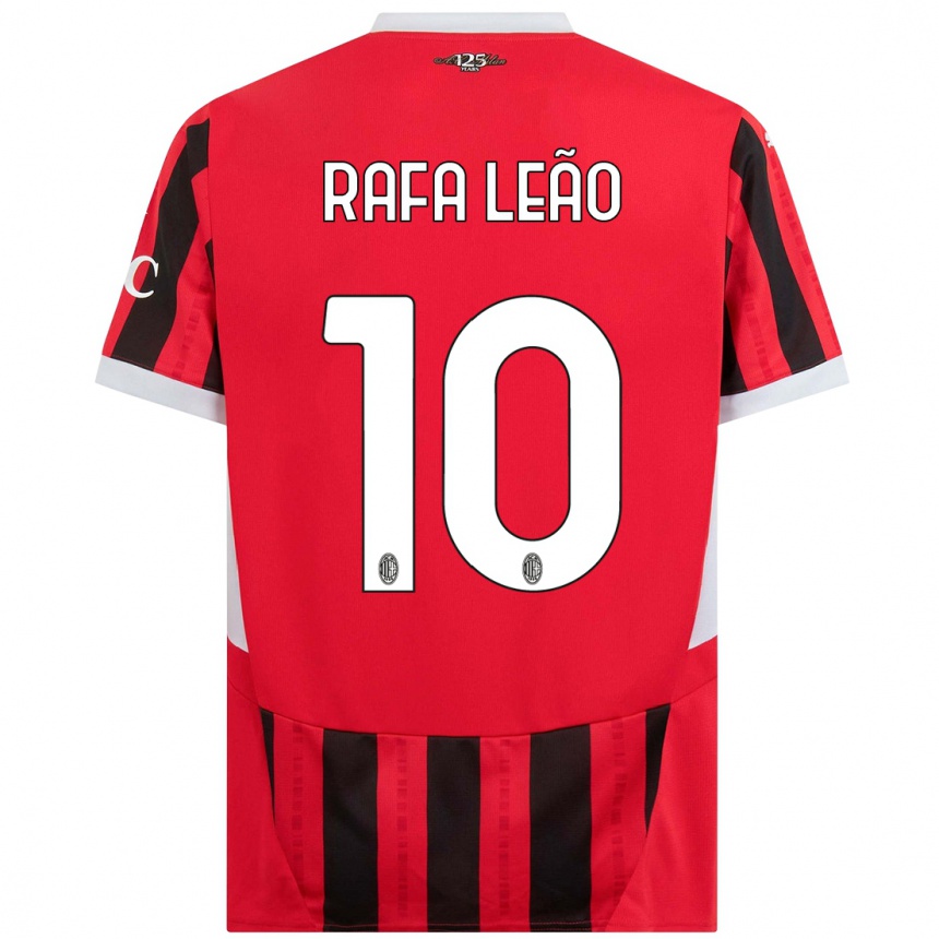 Vaikiškas Rafael Leao #10 Raudona Juoda Namų Marškinėliai 2024/25 T-Shirt