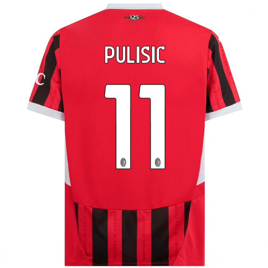 Vaikiškas Christian Pulisic #11 Raudona Juoda Namų Marškinėliai 2024/25 T-Shirt