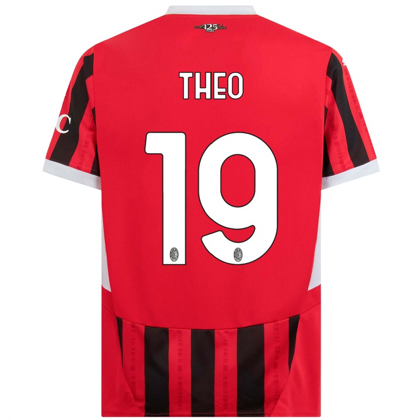 Vaikiškas Theo Hernandez #19 Raudona Juoda Namų Marškinėliai 2024/25 T-Shirt