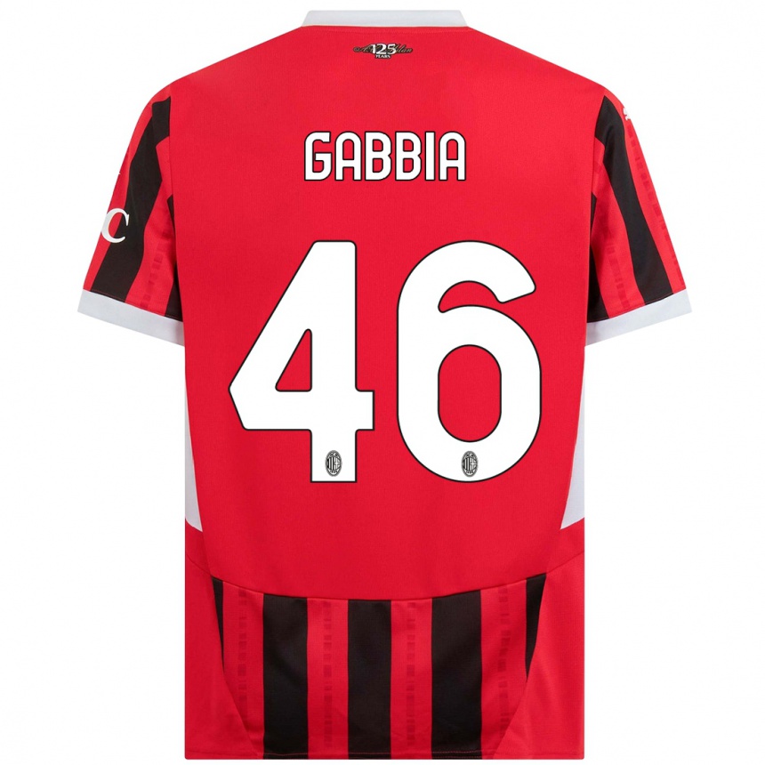 Vaikiškas Matteo Gabbia #46 Raudona Juoda Namų Marškinėliai 2024/25 T-Shirt