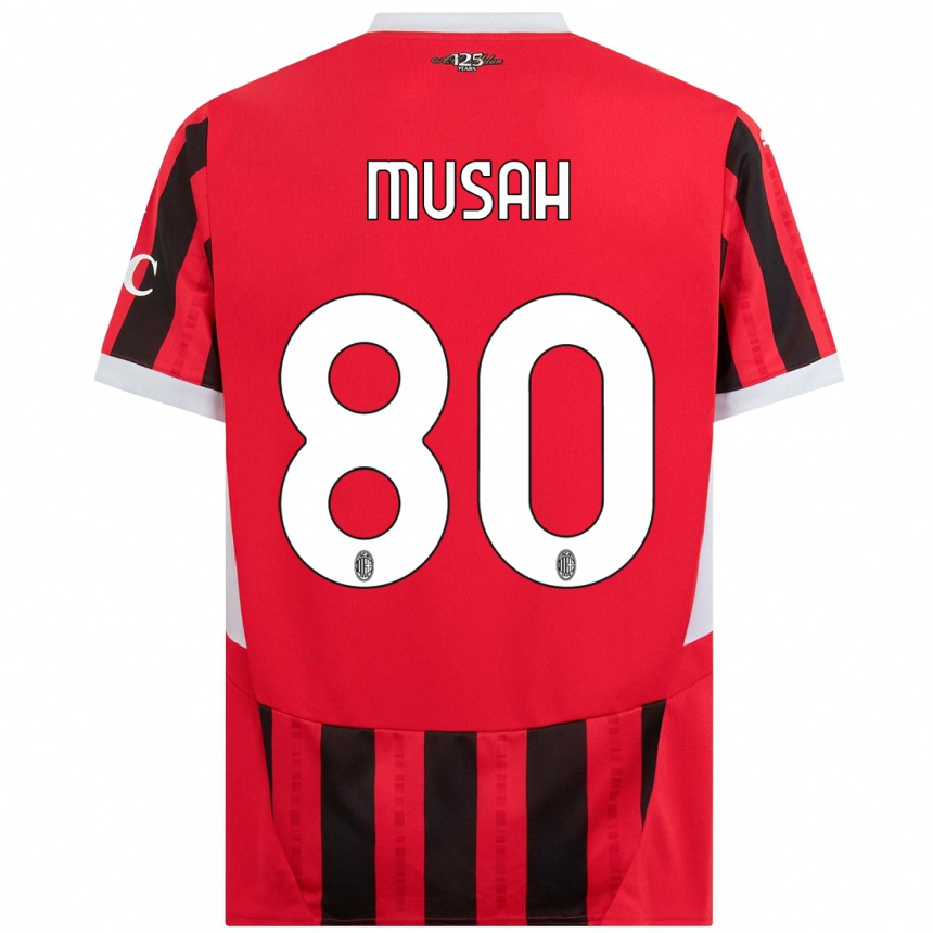 Vaikiškas Yunus Musah #80 Raudona Juoda Namų Marškinėliai 2024/25 T-Shirt