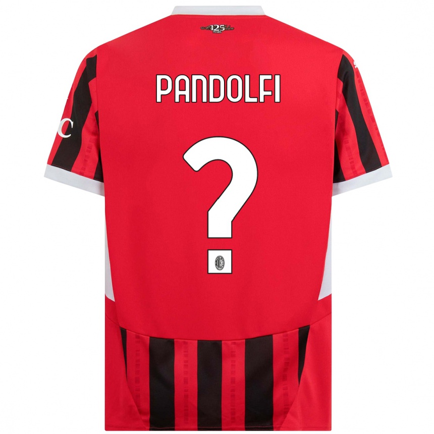 Vaikiškas Fabio Pandolfi #0 Raudona Juoda Namų Marškinėliai 2024/25 T-Shirt