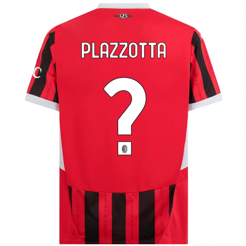 Vaikiškas Filippo Plazzotta #0 Raudona Juoda Namų Marškinėliai 2024/25 T-Shirt