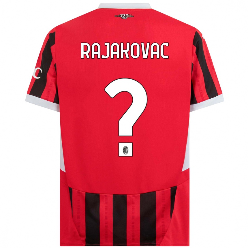 Vaikiškas Mihajlo Rajakovac #0 Raudona Juoda Namų Marškinėliai 2024/25 T-Shirt