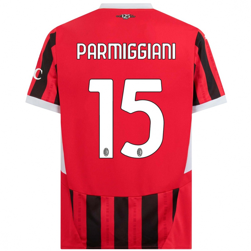 Vaikiškas Pietro Parmiggiani #15 Raudona Juoda Namų Marškinėliai 2024/25 T-Shirt