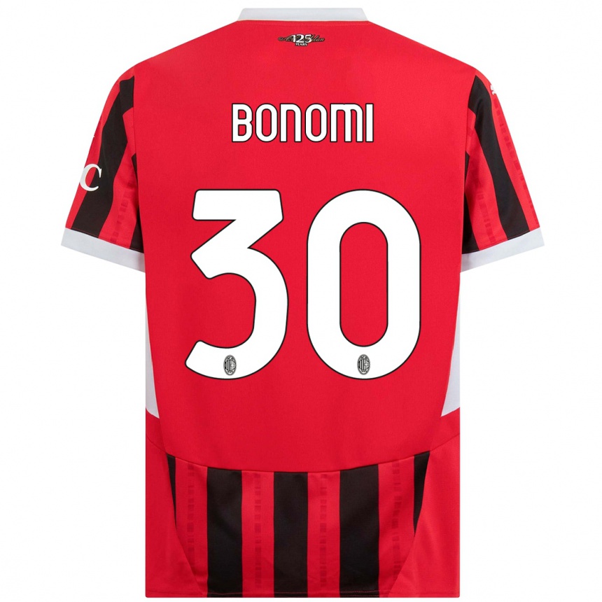 Vaikiškas Alessandro Bonomi #30 Raudona Juoda Namų Marškinėliai 2024/25 T-Shirt