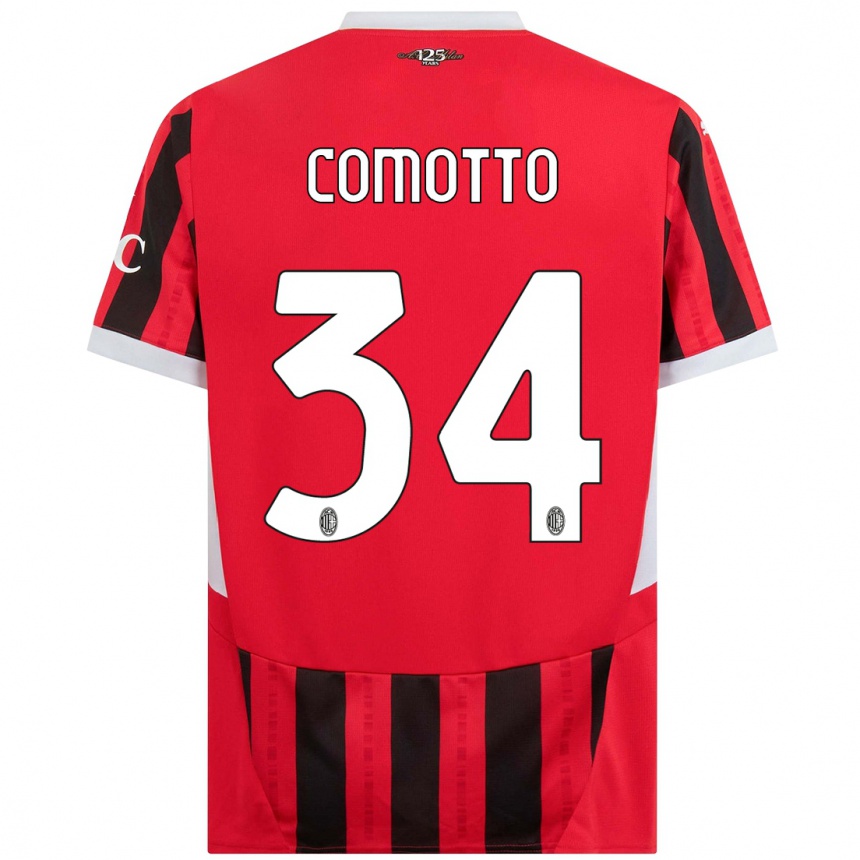 Vaikiškas Christian Comotto #34 Raudona Juoda Namų Marškinėliai 2024/25 T-Shirt