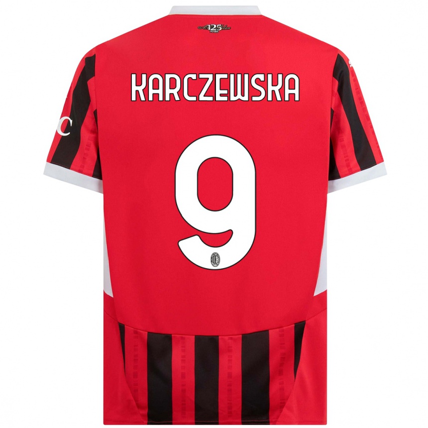 Vaikiškas Nikola Karczewska #9 Raudona Juoda Namų Marškinėliai 2024/25 T-Shirt