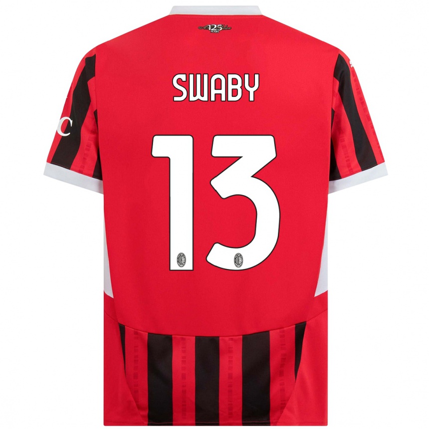 Vaikiškas Allyson Swaby #13 Raudona Juoda Namų Marškinėliai 2024/25 T-Shirt