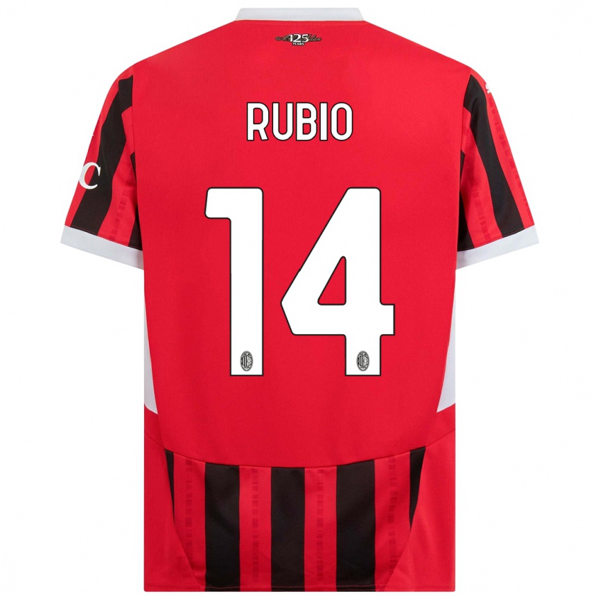 Vaikiškas Silvia Rubio #14 Raudona Juoda Namų Marškinėliai 2024/25 T-Shirt