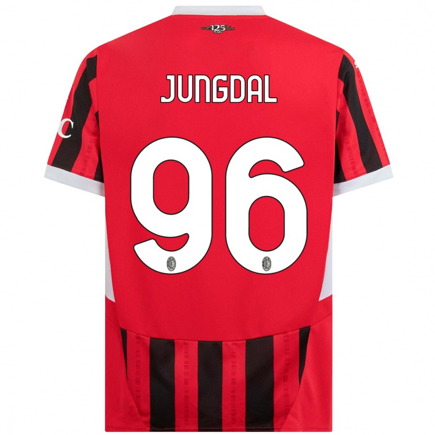 Vaikiškas Andreas Jungdal #96 Raudona Juoda Namų Marškinėliai 2024/25 T-Shirt