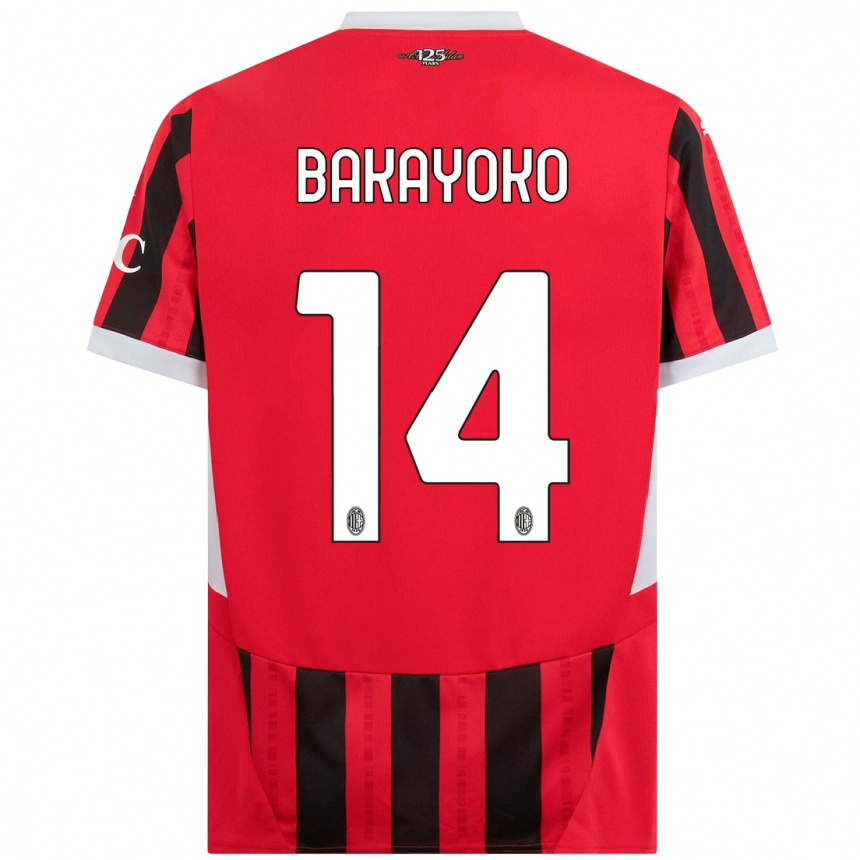 Vaikiškas Tiemoue Bakayoko #14 Raudona Juoda Namų Marškinėliai 2024/25 T-Shirt