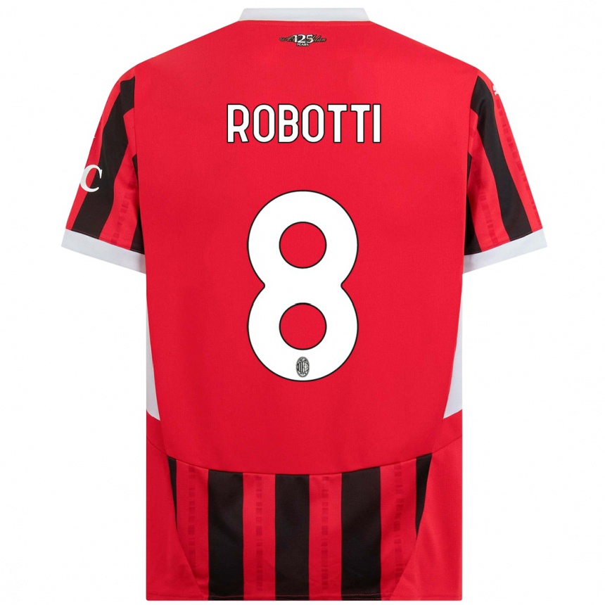 Vaikiškas Giovanni Robotti #8 Raudona Juoda Namų Marškinėliai 2024/25 T-Shirt