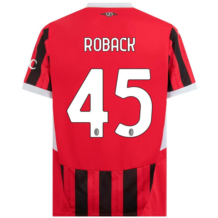 Vaikiškas Emil Roback #45 Raudona Juoda Namų Marškinėliai 2024/25 T-Shirt