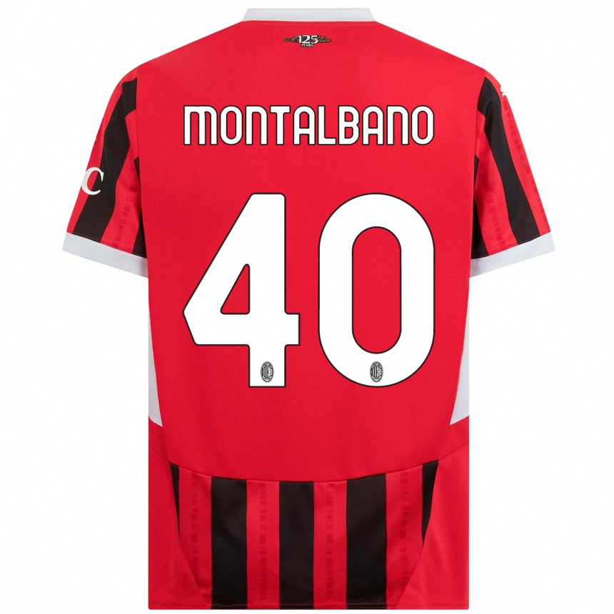 Vaikiškas Nicolo Montalbano #40 Raudona Juoda Namų Marškinėliai 2024/25 T-Shirt