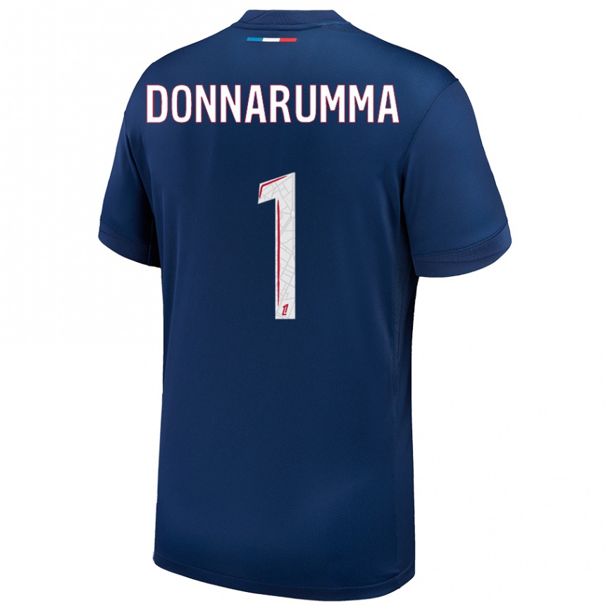 Vaikiškas Gianluigi Donnarumma #1 Tamsiai Mėlyna Balta Namų Marškinėliai 2024/25 T-Shirt