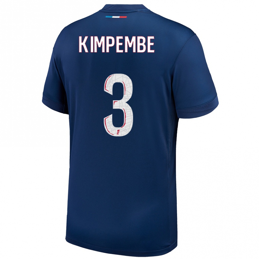 Vaikiškas Presnel Kimpembe #3 Tamsiai Mėlyna Balta Namų Marškinėliai 2024/25 T-Shirt