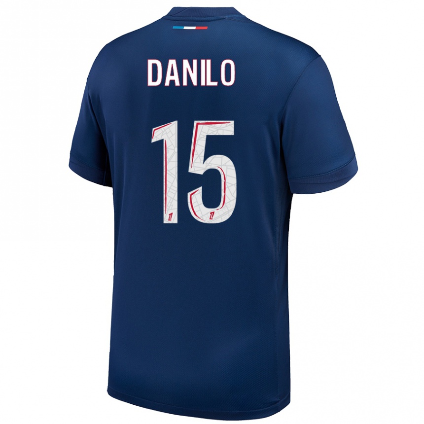 Vaikiškas Danilo Pereira #15 Tamsiai Mėlyna Balta Namų Marškinėliai 2024/25 T-Shirt