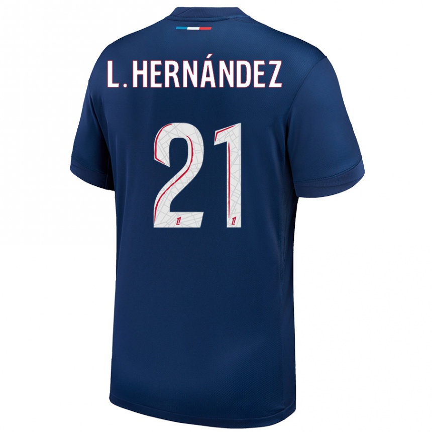 Vaikiškas Lucas Hernandez #21 Tamsiai Mėlyna Balta Namų Marškinėliai 2024/25 T-Shirt