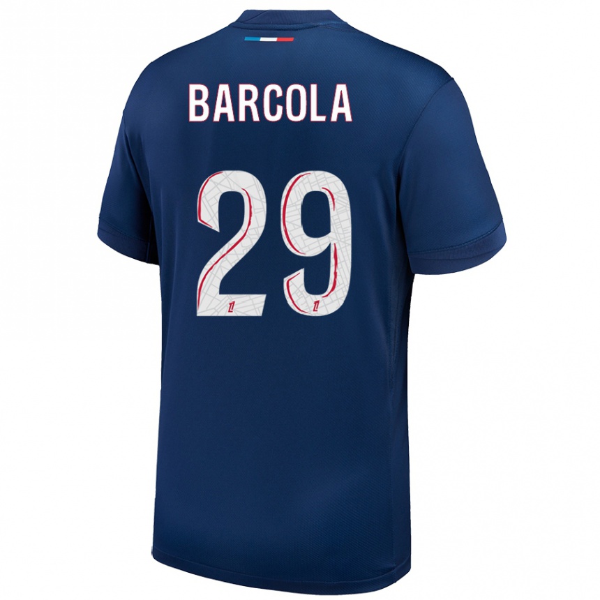 Vaikiškas Bradley Barcola #29 Tamsiai Mėlyna Balta Namų Marškinėliai 2024/25 T-Shirt