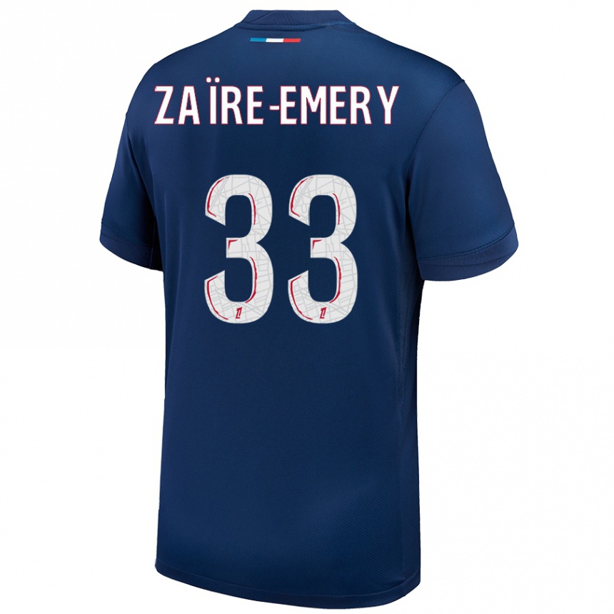 Vaikiškas Warren Zaire Emery #33 Tamsiai Mėlyna Balta Namų Marškinėliai 2024/25 T-Shirt