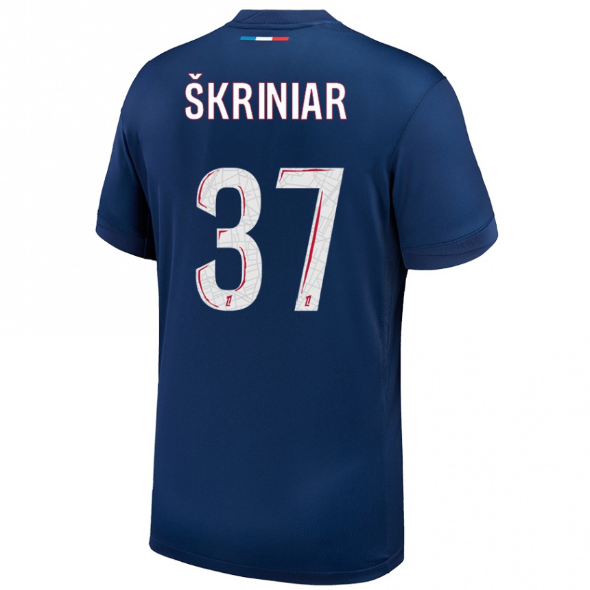 Vaikiškas Milan Skriniar #37 Tamsiai Mėlyna Balta Namų Marškinėliai 2024/25 T-Shirt