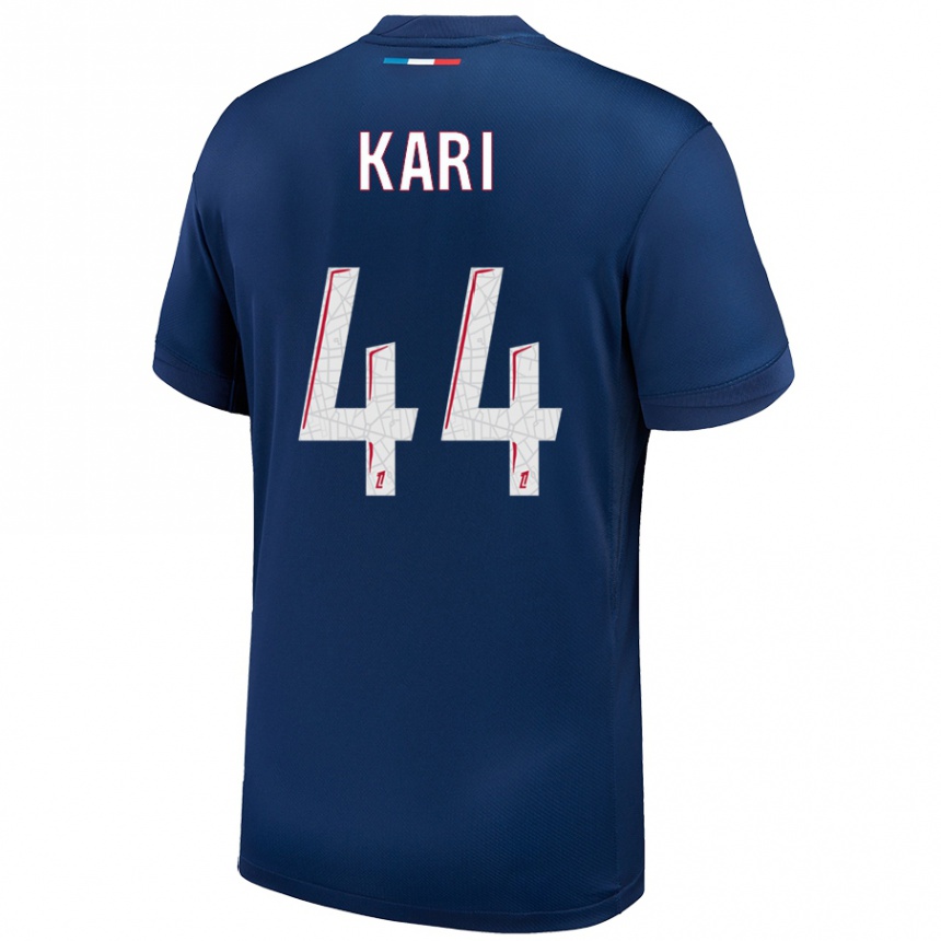 Vaikiškas Ayman Kari #44 Tamsiai Mėlyna Balta Namų Marškinėliai 2024/25 T-Shirt