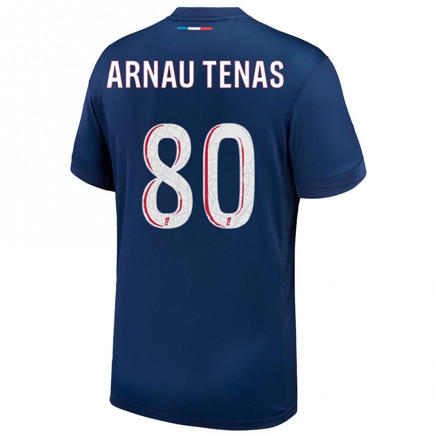 Vaikiškas Arnau Tenas #80 Tamsiai Mėlyna Balta Namų Marškinėliai 2024/25 T-Shirt