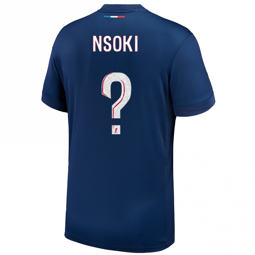 Vaikiškas Noah Nsoki #0 Tamsiai Mėlyna Balta Namų Marškinėliai 2024/25 T-Shirt