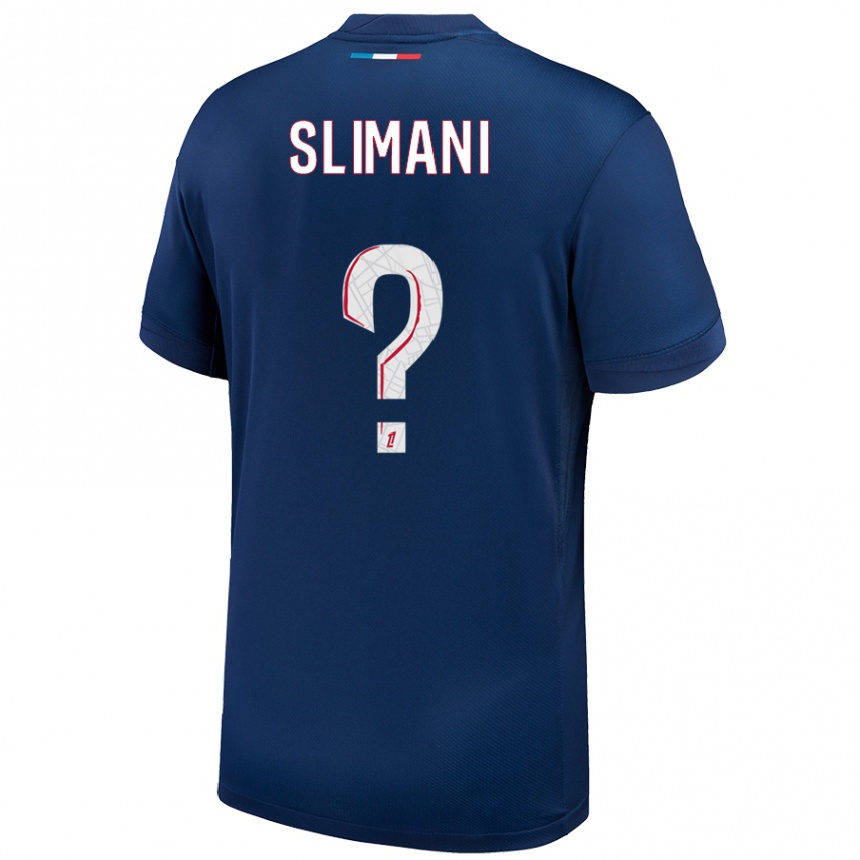 Vaikiškas Yacine Slimani #0 Tamsiai Mėlyna Balta Namų Marškinėliai 2024/25 T-Shirt