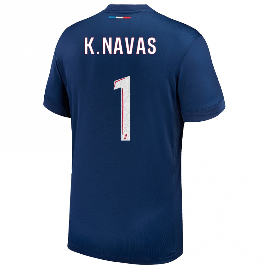 Vaikiškas Keylor Navas #1 Tamsiai Mėlyna Balta Namų Marškinėliai 2024/25 T-Shirt