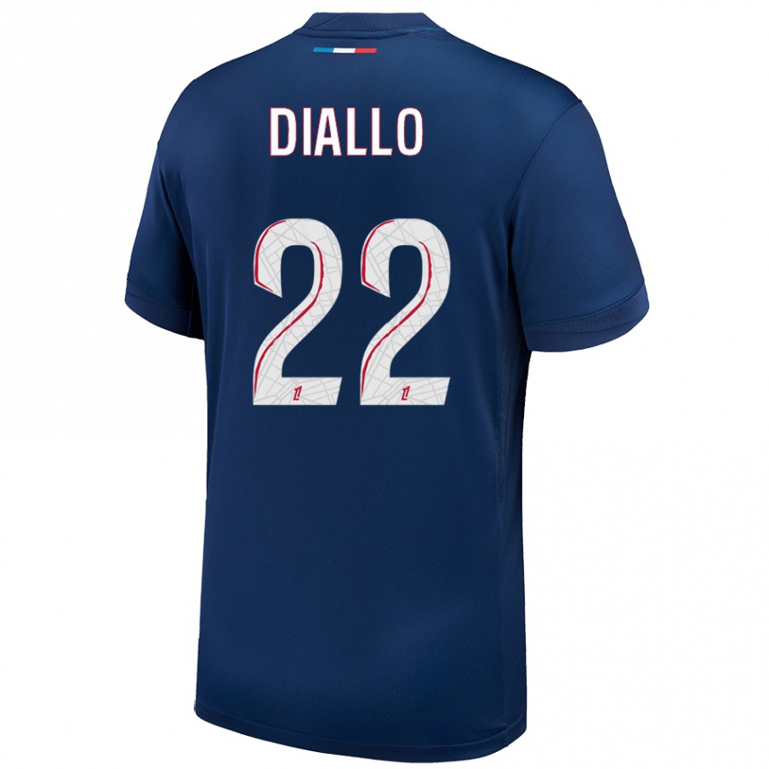 Vaikiškas Abdou Diallo #22 Tamsiai Mėlyna Balta Namų Marškinėliai 2024/25 T-Shirt