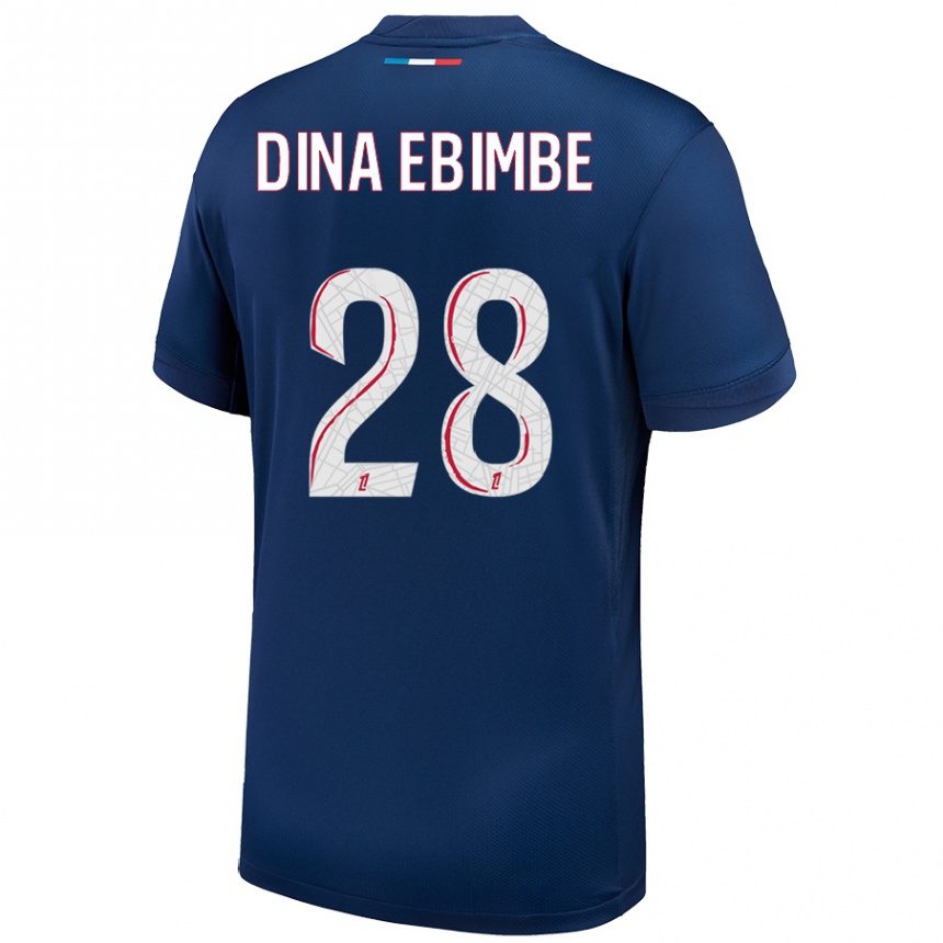 Vaikiškas Eric Junior Dina Ebimbe #28 Tamsiai Mėlyna Balta Namų Marškinėliai 2024/25 T-Shirt