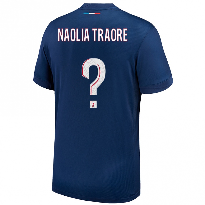 Vaikiškas Naolia Traore #0 Tamsiai Mėlyna Balta Namų Marškinėliai 2024/25 T-Shirt