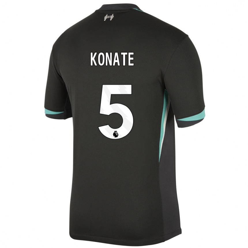 Vaikiškas Ibrahima Konate #5 Juoda Antracito Balta Išvykos Marškinėliai 2024/25 T-Shirt