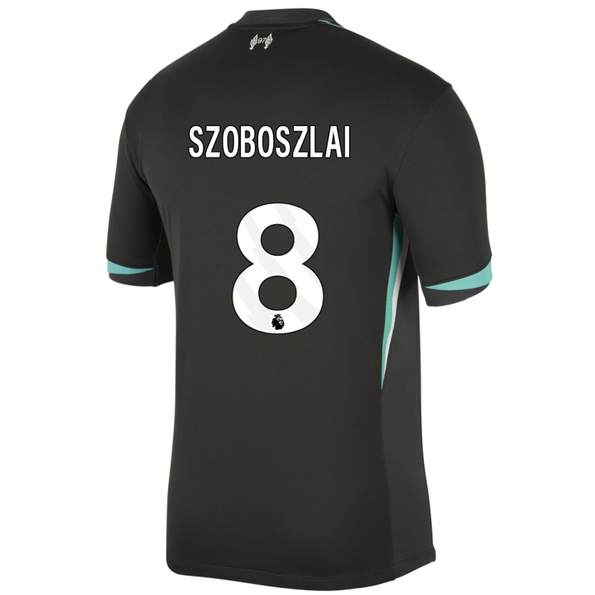 Vaikiškas Dominik Szoboszlai #8 Juoda Antracito Balta Išvykos Marškinėliai 2024/25 T-Shirt