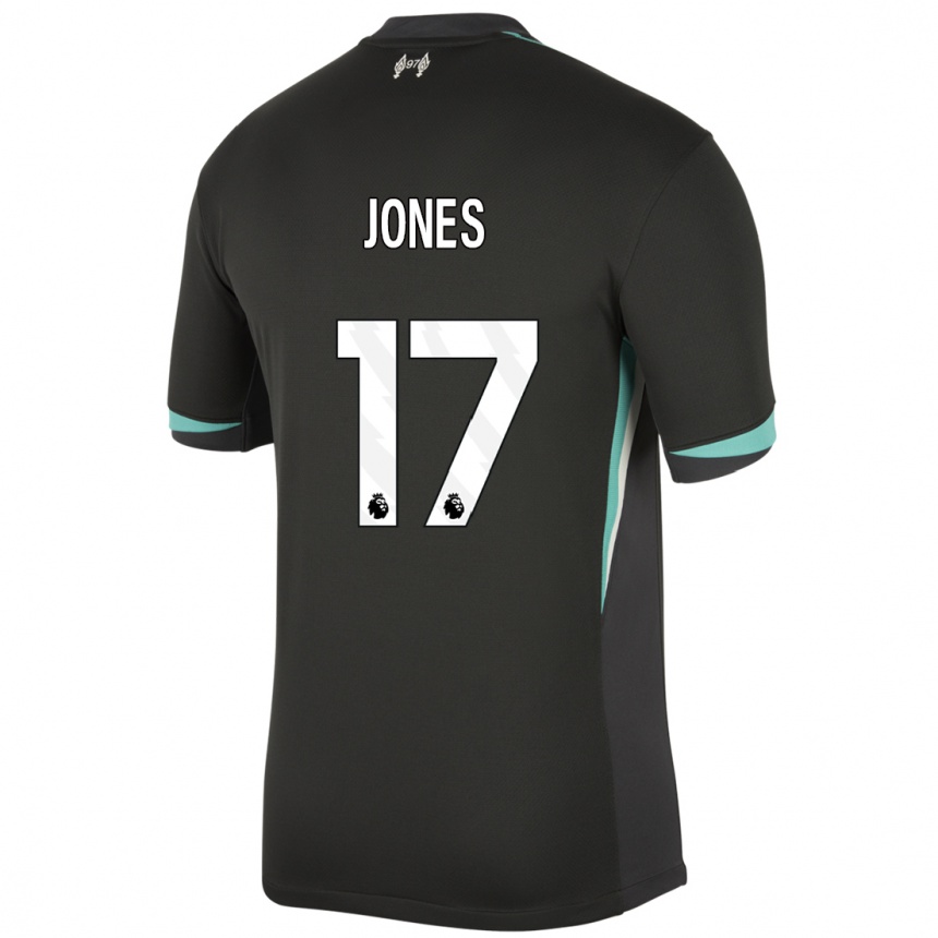 Vaikiškas Curtis Jones #17 Juoda Antracito Balta Išvykos Marškinėliai 2024/25 T-Shirt