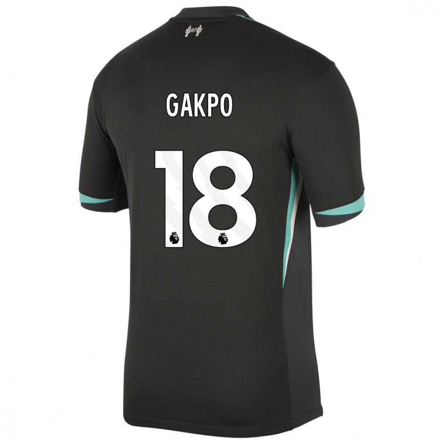 Vaikiškas Cody Gakpo #18 Juoda Antracito Balta Išvykos Marškinėliai 2024/25 T-Shirt